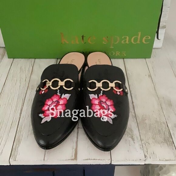 KATE SPADE NIB CANYON BLACK NAPPA POINTED TOE SLIP ON FLAT SHOES SIZE 7.5 M - Picture 11 of 11